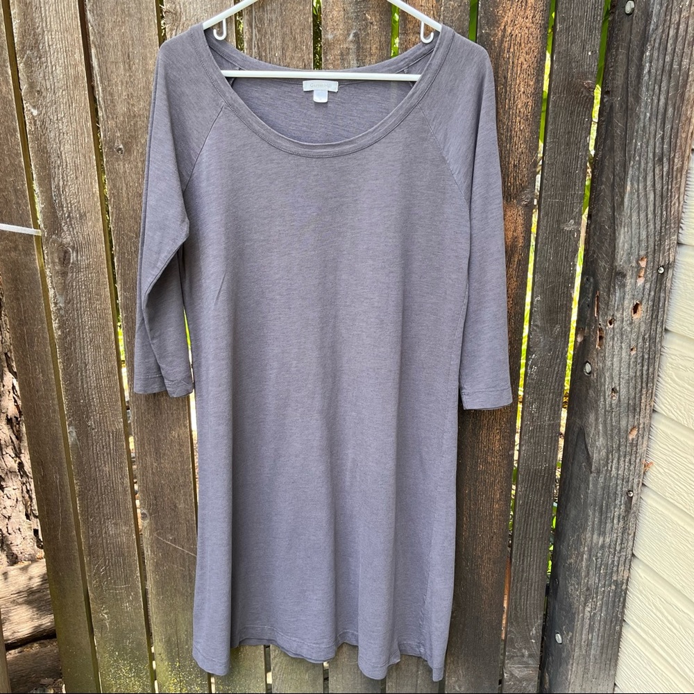 Garnet Hill Cotton Modal Casual 3/4 Sleeve Dress in Lilac Gray Sz M